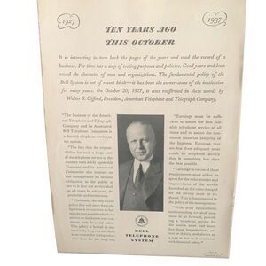 Vintage 1937 Bell Telephone Ten Years Ago Ad Advertisement